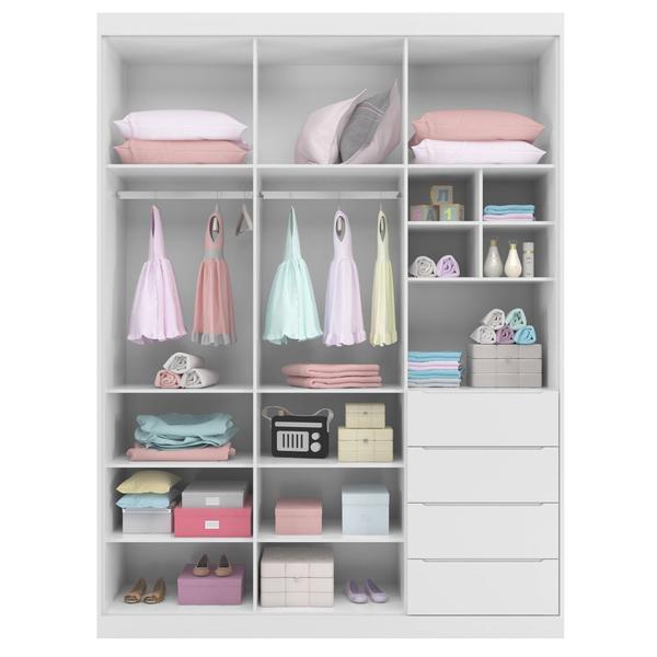 Imagem de Guarda Roupa Branco 3 portas e 4 gavetas Pérola Branco  - Phoenix Baby