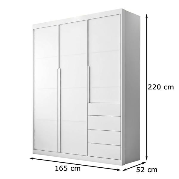 Imagem de Guarda Roupa Branco 3 portas e 4 gavetas Pérola - Phoenix Baby