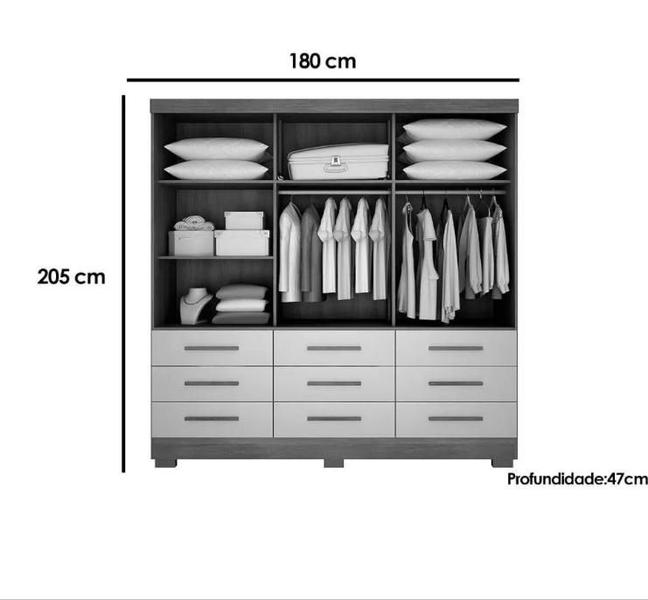 Imagem de Guarda Roupa Buriti 3 Portas 9 Gavetas Branco - Novo Horizonte