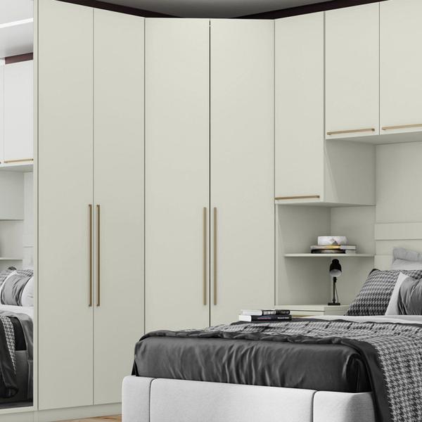 Imagem de Guarda Roupa Canto Closet Modulado 2 Portas 3 Gavetas Led Predileto