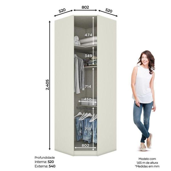 Imagem de Guarda Roupa Canto Oblíquo Modulado 01 Porta Predileto Henn Areia Hp