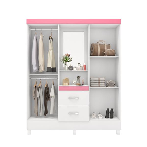 Imagem de Guarda Roupa Capelinha 4P Lord Demóbile 42220 Branco/Rosa/Branco Flex