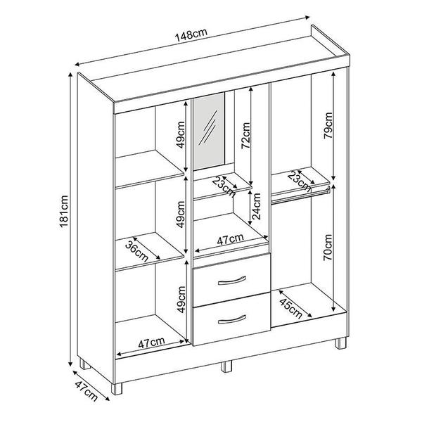 Imagem de Guarda Roupa Capelinha Lord 4 Portas Amêndola com Espelho - Demóbile