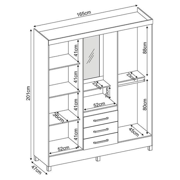 Imagem de Guarda Roupa Capelinha Pérsia 4 Portas Flex Branco com Espelho - Demóbile