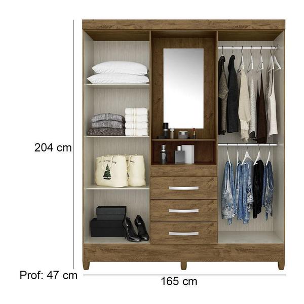 Imagem de Guarda Roupa Capri Castanho Wood 4 Portas 3 Gavetas Moval