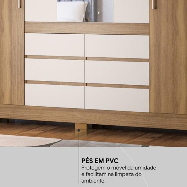 Imagem de Guarda Roupa Casal 04 Portas Com Espelho 66510 Amendola Off White Demobile