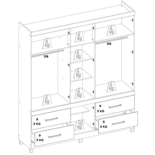 Imagem de Guarda Roupa Casal 06 Portas Com Espelho 64720 Amendola Touch Demobile