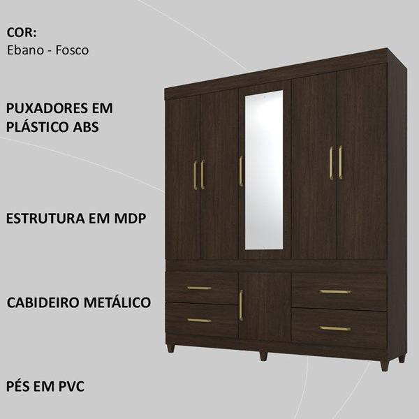 Imagem de Guarda Roupa Casal 06 Portas Com Espelho 64720 Ebano Touch Demobile