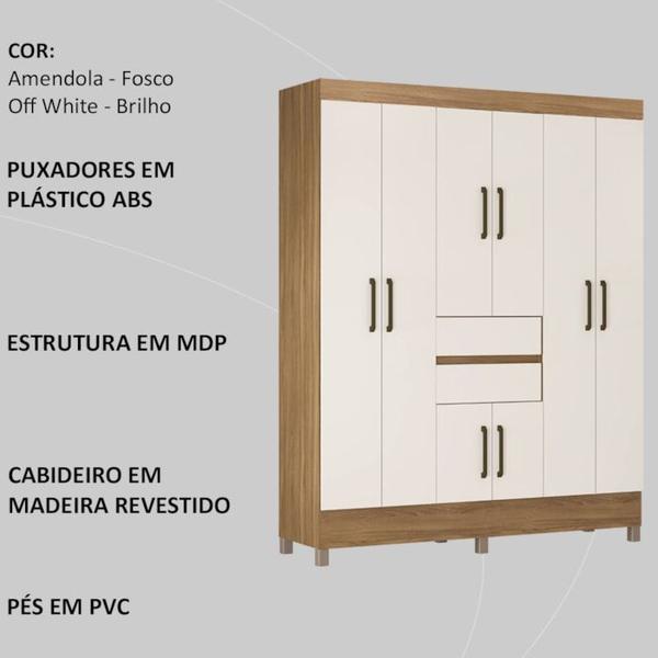 Imagem de Guarda Roupa Casal 08 Portas 82060 Amendola Off White Demobile