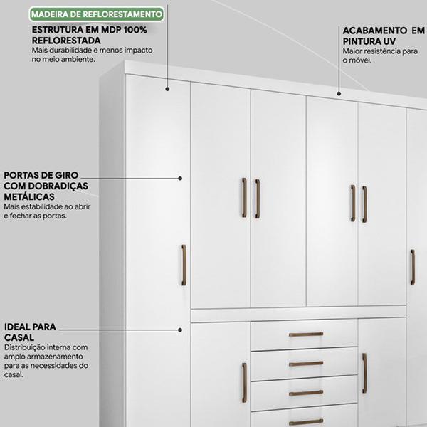 Imagem de Guarda Roupa Casal 08 Portas 84020 Branco Demobile