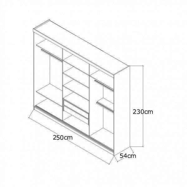 Imagem de Guarda-Roupa Casal 1 Espelho 3 Portas de Correr 2 Gavetas MDFmm7318E1 Espresso Móveis