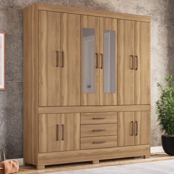 Imagem de Guarda Roupa Casal 10 Portas 2 Com Espelho Elite 3 Gavetas New Murano D02 Amendola Touch - Mpozenato