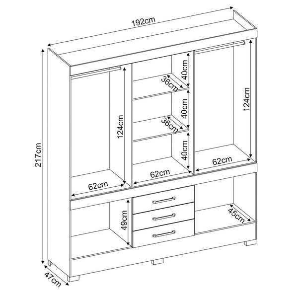 Imagem de Guarda Roupa Casal 10 Portas 2 Com Espelho Elite 3 Gavetas New Murano D02 Amendola Touch - Mpozenato