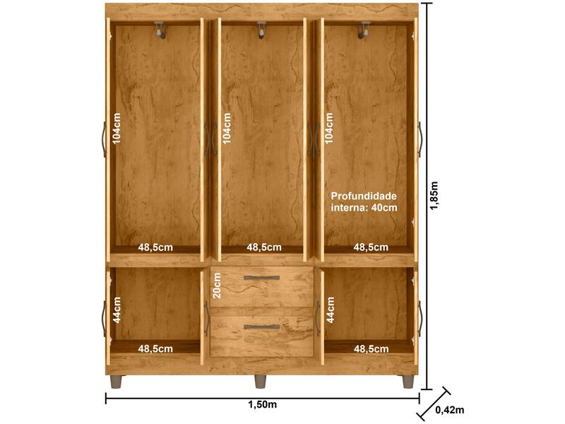 Imagem de Guarda-roupa Casal 10 Portas 2 Gavetas Araplac Coimbra