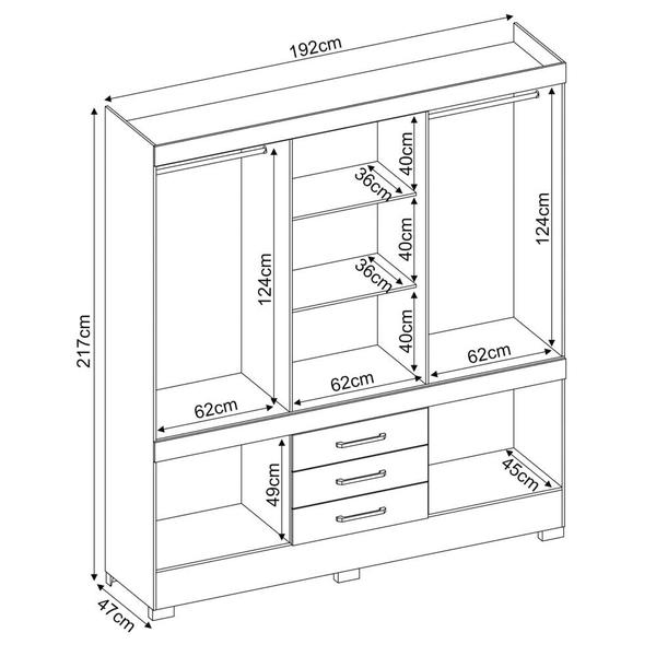 Imagem de Guarda Roupa Casal 10 Portas 3 Gavetas New Murano  D02 Amendola Touch - Mpozenato