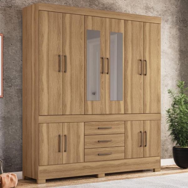 Imagem de Guarda Roupa Casal 10 Portas Com Espelho e 3 Gavetas New Murano