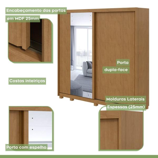 Imagem de Guarda-roupa Casal 100% Mdf 2 Portas 4 Gavetas Velaris com Espelho e com Pés