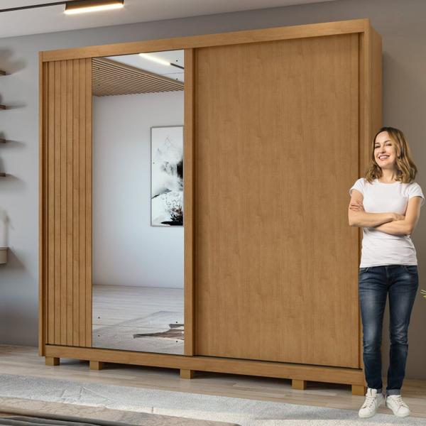 Imagem de Guarda-roupa Casal 100% Mdf 2 Portas 4 Gavetas Velaris com Espelho e com Pés