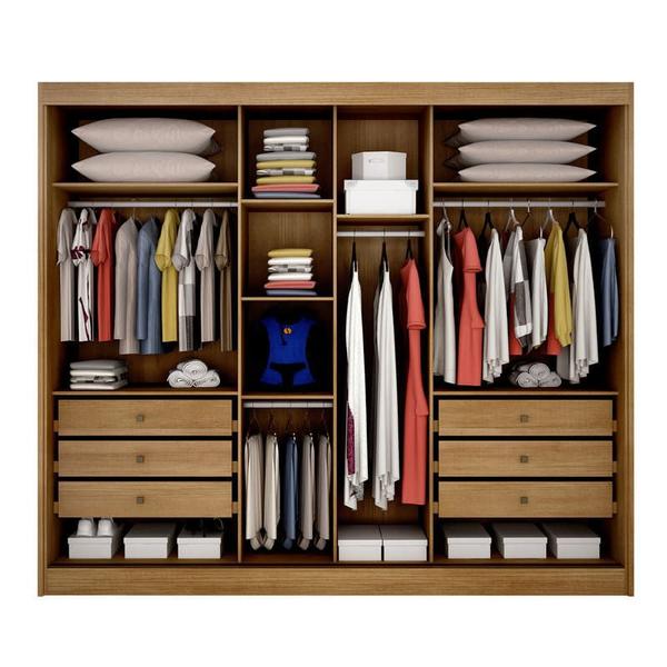 Imagem de Guarda Roupa Casal 100% MDF 2 Portas 6 Gavetas - Orion-Cumaru - Móveis Novo Horizonte