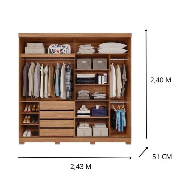 Imagem de Guarda Roupa Casal 100% Mdf 2 Portas de Correr Blumenau Panan Móveis