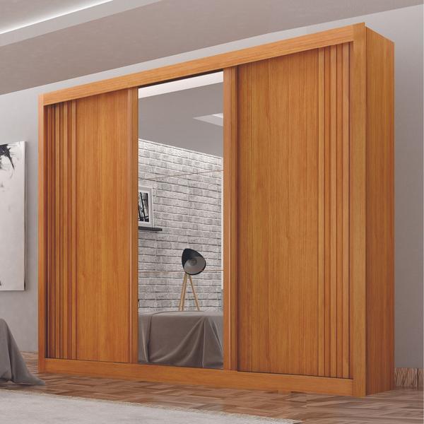 Imagem de Guarda-Roupa Casal 100% MDF 3 Portas 4 Gavetas com Espelho Central Milano Leifer Móveis