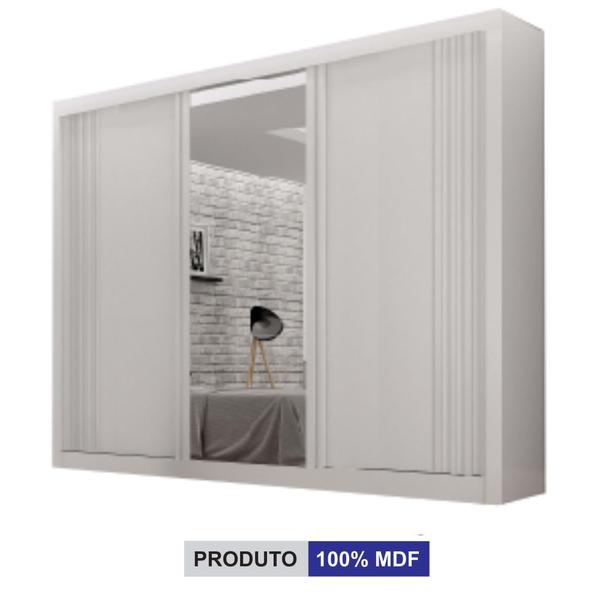 Imagem de Guarda-Roupa Casal 100% MDF 3 Portas 4 Gavetas com Espelho Central Milano Leifer Móveis