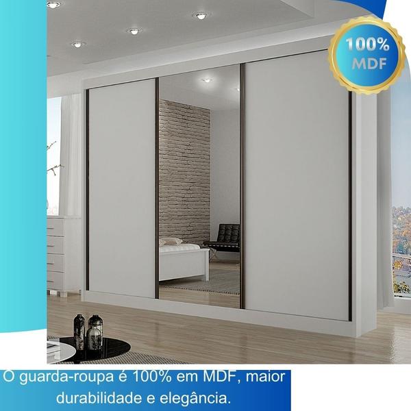 Imagem de Guarda-roupa Casal 100% MDF 3 Portas 6 Gavetas com Espelho Central San Marino - Leifer Móveis