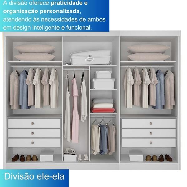 Imagem de Guarda-roupa Casal 100% MDF 3 Portas 6 Gavetas com Espelho Central San Marino - Leifer Móveis