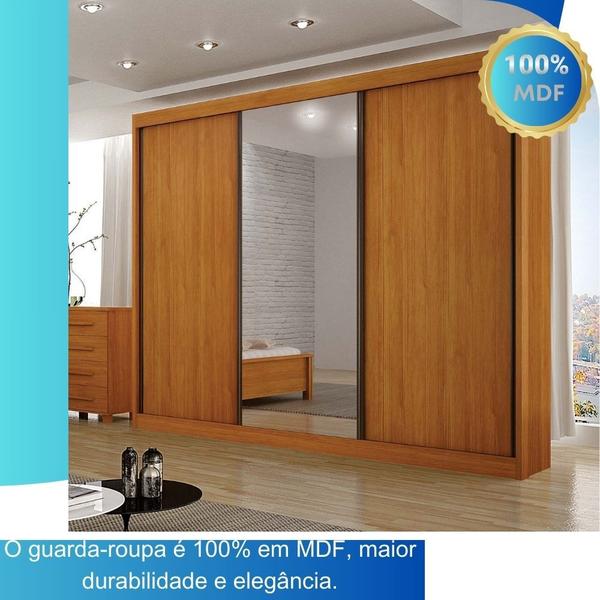 Imagem de Guarda-roupa Casal 100% MDF 3 Portas 6 Gavetas com Espelho Central San Marino - Leifer Móveis