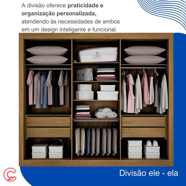 Imagem de Guarda-Roupa Casal 100% MDF 3 Portas Espelhadas 4 Gavetas Milano Leifer Móveis