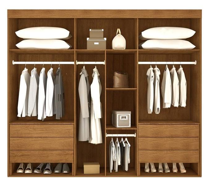 Imagem de Guarda Roupa Casal 100% MDF 6 Gavetas - Pernambuco-Imbuia/Off White - Móveis Rufato