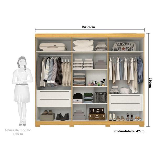 Imagem de Guarda Roupa Casal 100% Mdf 6 Portas 4 Gavetas Nubia Acp Móveis Nature/Off White