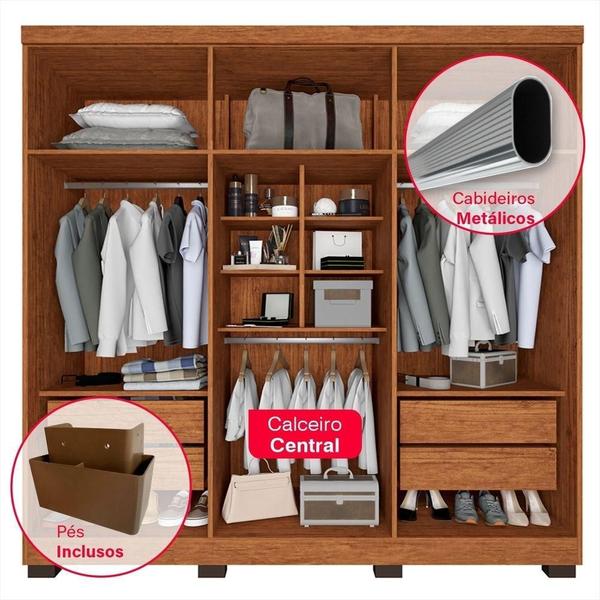 Imagem de Guarda-Roupa Casal 100% Mdf 6 Portas 4 Gavetas Sevilha Prime Imop Cinamomo/Off-White