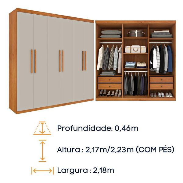 Imagem de Guarda Roupa Casal 100% MDF 6 Portas 4 Gavetas Suecia Tcil