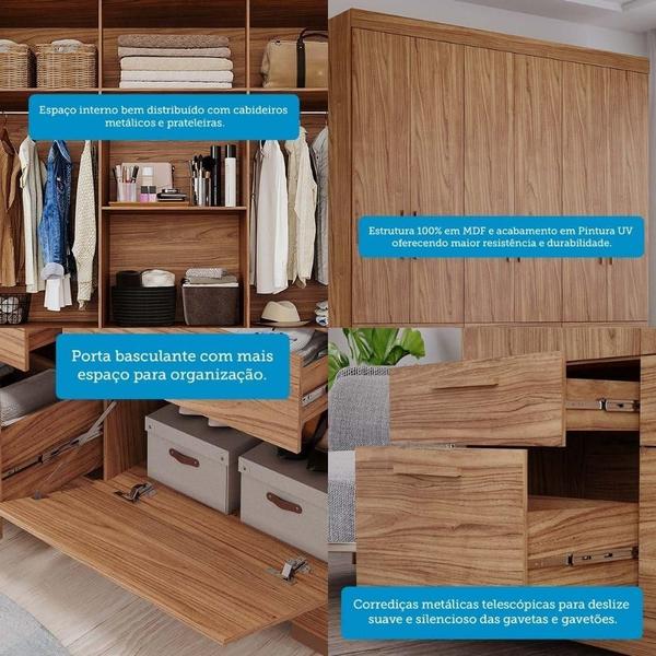 Imagem de Guarda Roupa Casal 100% Mdf 6 Portas 5 Gavetas Porto Panan Móveis Cinamomo