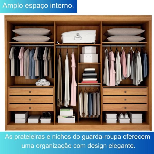 Imagem de Guarda-Roupa Casal 100% MDF 6 Portas 6 Gavetas com Espelho Diamante Leifer Móveis