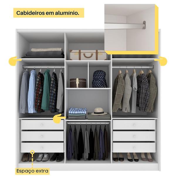 Imagem de Guarda Roupa Casal 100% MDF 6 Portas 6 Gavetas Com Espelho Fortuna Tcil