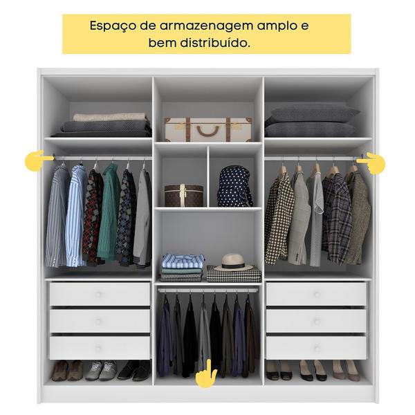 Imagem de Guarda Roupa Casal 100% MDF 6 Portas 6 Gavetas Com Espelho Fortuna Tcil