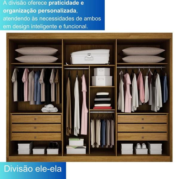 Imagem de Guarda-Roupa Casal 100% MDF 6 Portas 6 Gavetas com Pés e Espelhos Diamante Leifer Móveis