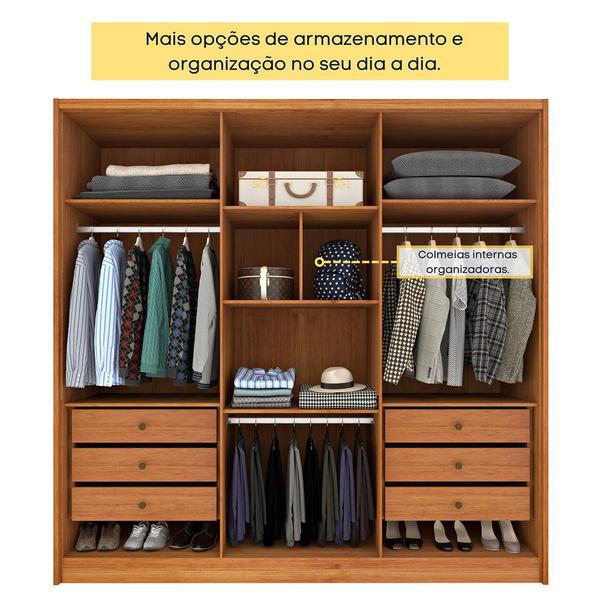 Imagem de Guarda Roupa Casal 100% MDF 6 Portas 6 Gavetas Com Pés Fortuna Tcil