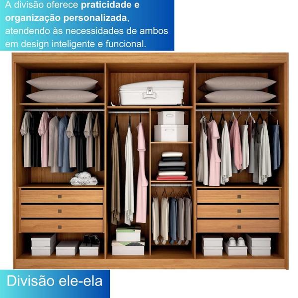 Imagem de Guarda-Roupa Casal 100% MDF 6 Portas 6 Gavetas Diamante Leifer Móveis