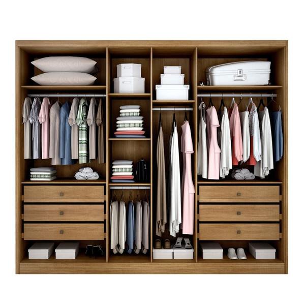 Imagem de Guarda Roupa Casal 100% MDF 6 Portas 6 Gavetas - Linea-Cumaru - Móveis Novo Horizonte