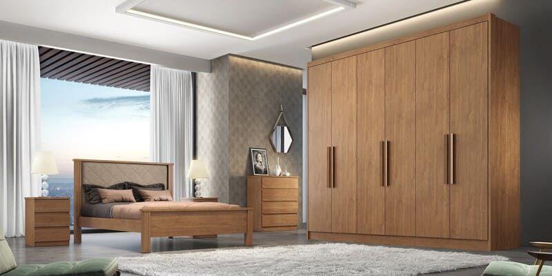 Imagem de Guarda Roupa Casal 100% MDF 6 Portas 6 Gavetas - Linea-Cumaru - Móveis Novo Horizonte