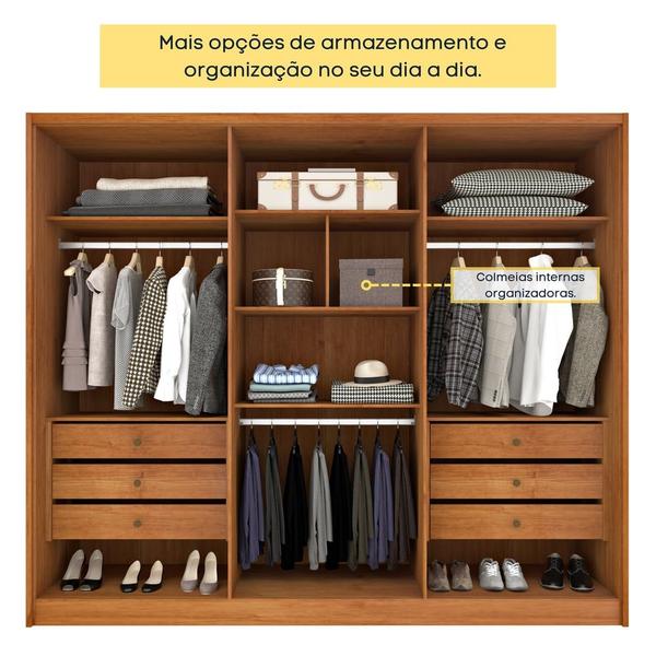 Imagem de Guarda Roupa Casal 100% MDF 6 Portas 6 Gavetas Realeza s/ Espelho s/ pés - Tcil