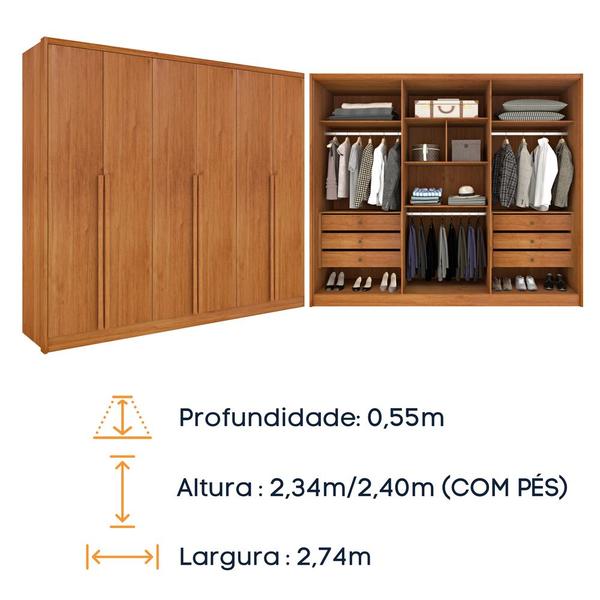 Imagem de Guarda Roupa Casal 100% MDF 6 Portas 6 Gavetas Realeza s/ Espelho s/ pés - Tcil