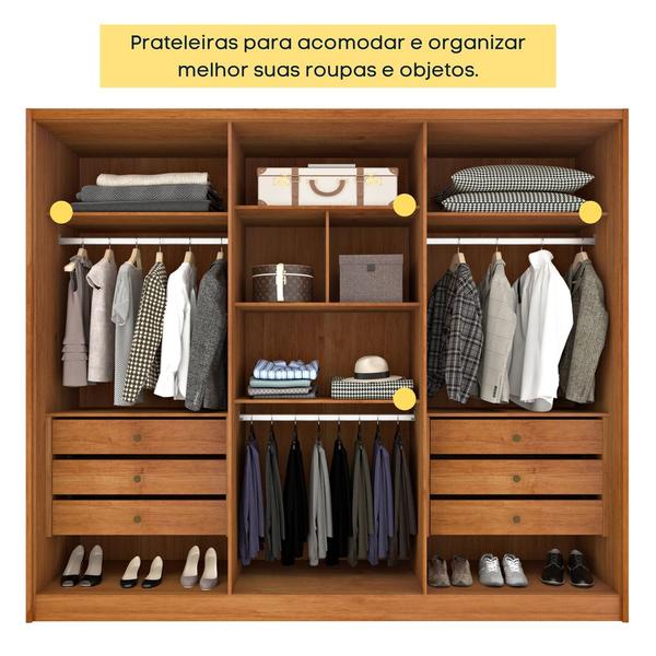 Imagem de Guarda Roupa Casal 100% MDF 6 Portas 6 Gavetas Realeza s/ Espelho s/ pés - Tcil