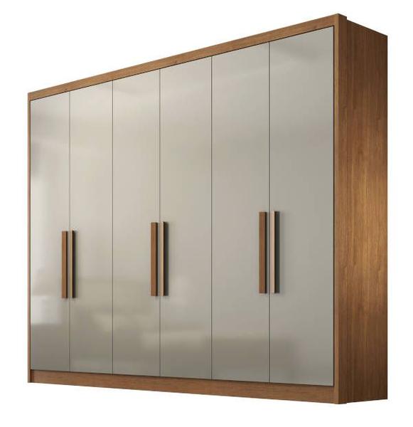 Imagem de Guarda Roupa Casal 100% MDF 6 Portas 6 Gavetas - Rizon -Cumaru/Fendi - Móveis Novo Horizonte