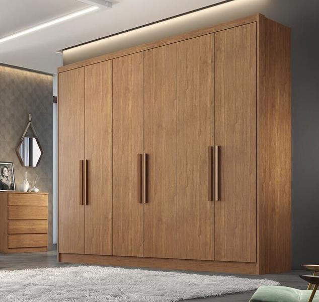 Imagem de Guarda Roupa Casal 100% MDF 6 Portas 8 Gavetas - Linea-Cumaru - Móveis Novo Horizonte