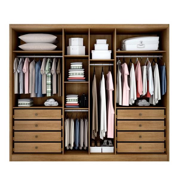 Imagem de Guarda Roupa Casal 100% MDF 6 Portas 8 Gavetas - Livorno-Cumaru/Fendi - Móveis Novo Horizonte