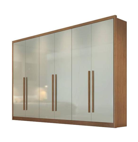 Imagem de Guarda Roupa Casal 100% MDF 6 Portas 8 Gavetas - Robust -Cumaru/Fendi - Móveis Novo Horizonte